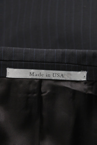 Burberry Mens 2 Piece Suit Gray Striped Wool Classic Size L