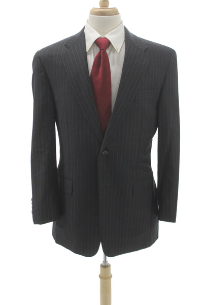 Hickey Freeman Mens 2 Piece Suit Jacket Gray Wool Striped Size 40