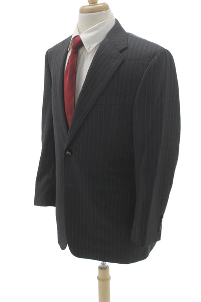 Hickey Freeman Mens 2 Piece Suit Jacket Gray Wool Striped Size 40