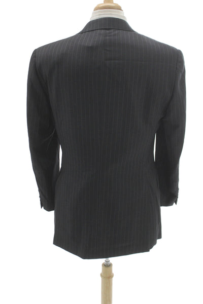 Hickey Freeman Mens 2 Piece Suit Jacket Gray Wool Striped Size 40