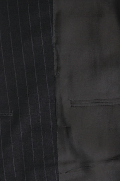 Hickey Freeman Mens 2 Piece Suit Jacket Gray Wool Striped Size 40