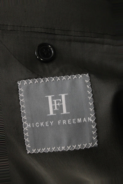 Hickey Freeman Mens 2 Piece Suit Jacket Gray Wool Striped Size 40