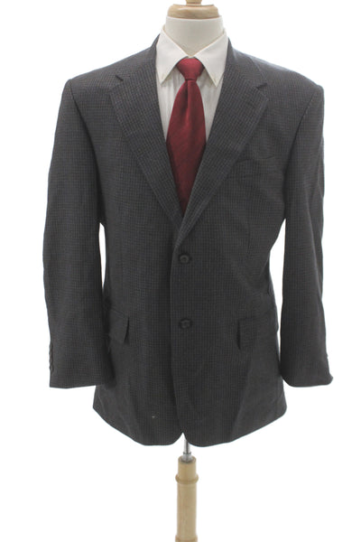 Oscar de la Renta Men Gray Wool Check 2 Piece Suit Jacket Size L