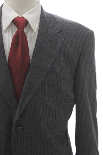 Oscar de la Renta Men Gray Wool Check 2 Piece Suit Jacket Size L