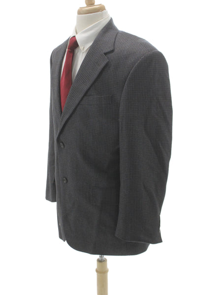 Oscar de la Renta Men Gray Wool Check 2 Piece Suit Jacket Size L
