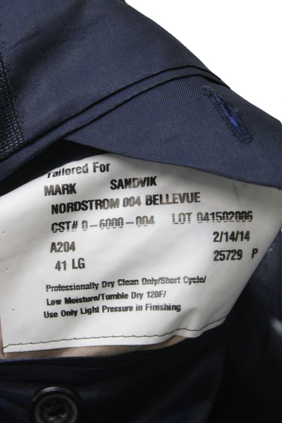 Hickey Freeman for Nordstrom Mens 2 Piece Plaid Wool Suit Jacket Blue Size L