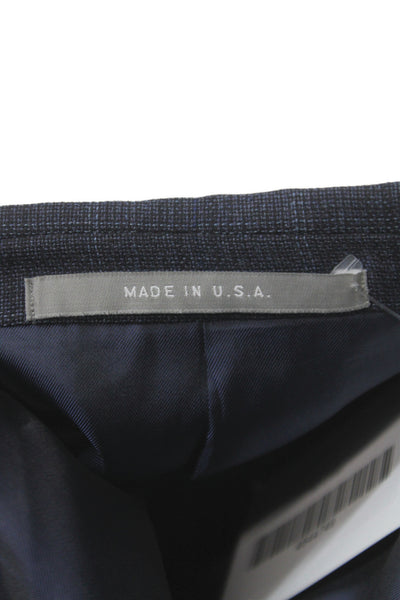 Hickey Freeman for Nordstrom Mens 2 Piece Plaid Wool Suit Jacket Blue Size L