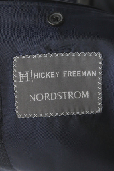 Hickey Freeman for Nordstrom Mens 2 Piece Plaid Wool Suit Jacket Blue Size L