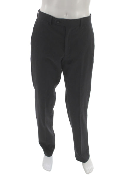 Pronto Uomo Mens Dress Pants Gray Herringbone Wool Size 32