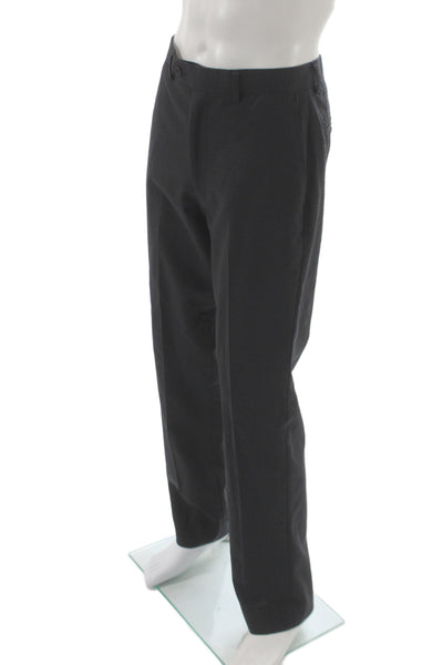 Pronto Uomo Mens Dress Pants Gray Herringbone Wool Size 32