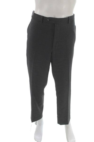 Pronto Uomo Mens Dress Pants Gray Herringbone Wool Size 32