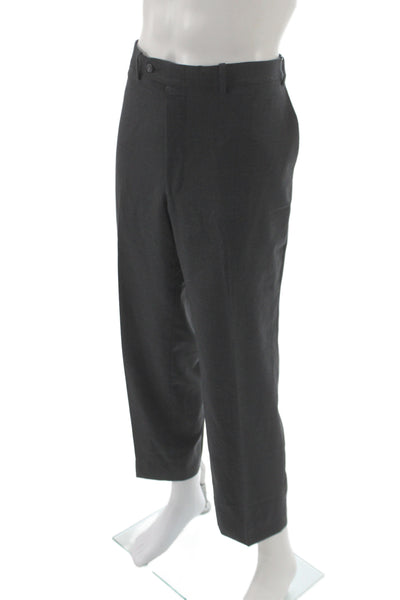 Pronto Uomo Mens Dress Pants Gray Herringbone Wool Size 32