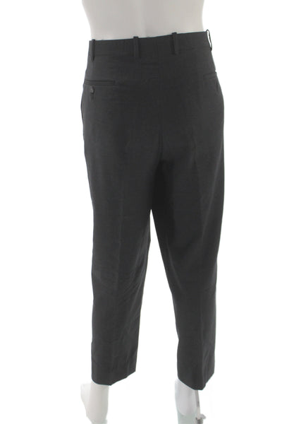 Pronto Uomo Mens Dress Pants Gray Herringbone Wool Size 32