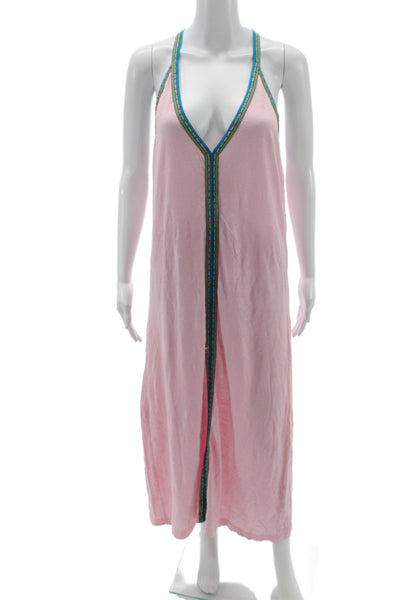 Pitusa Womens Maxi Dress Pink Pima Cotton V-Neck Sleeveless Long Size 0P
