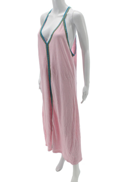 Pitusa Womens Maxi Dress Pink Pima Cotton V-Neck Sleeveless Long Size 0P