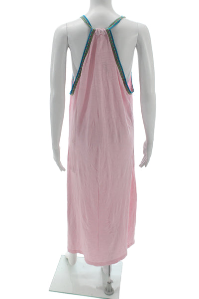 Pitusa Womens Maxi Dress Pink Pima Cotton V-Neck Sleeveless Long Size 0P