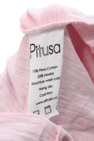 Pitusa Womens Maxi Dress Pink Pima Cotton V-Neck Sleeveless Long Size 0P