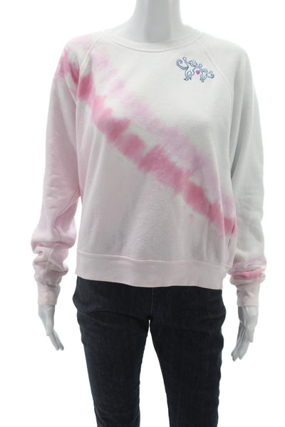 Roller Rabbit Womens Sweatshirt White Striped Crewneck Longsleeve Size S