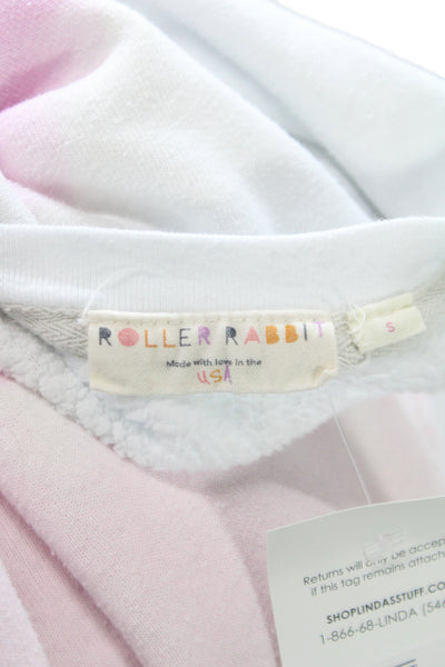 Roller Rabbit Womens Sweatshirt White Striped Crewneck Longsleeve Size S