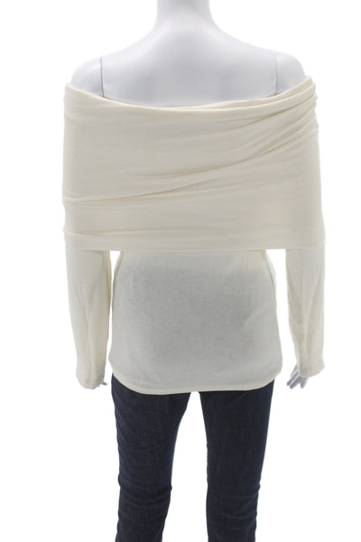 Banana Republic Women Ivory Off the Shoulder Rayon Long Sleeve Blouse Size XS