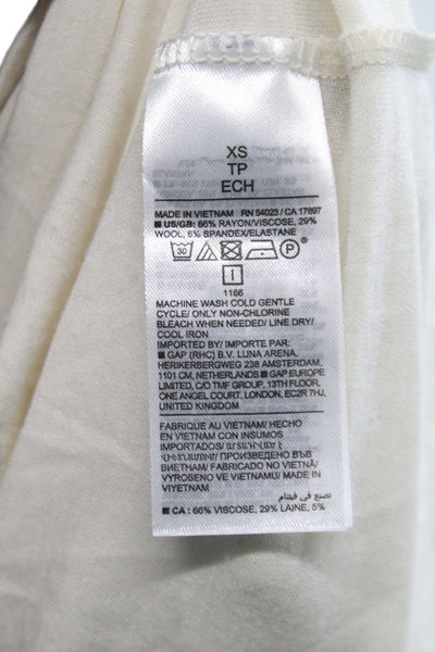 Banana Republic Women Ivory Off the Shoulder Rayon Long Sleeve Blouse Size XS