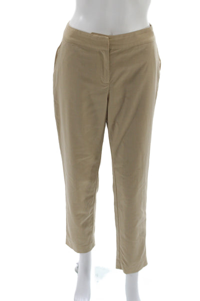 St. John Womens Beige Cotton Blend Dress Pants Zip 27 Inseam Size 2