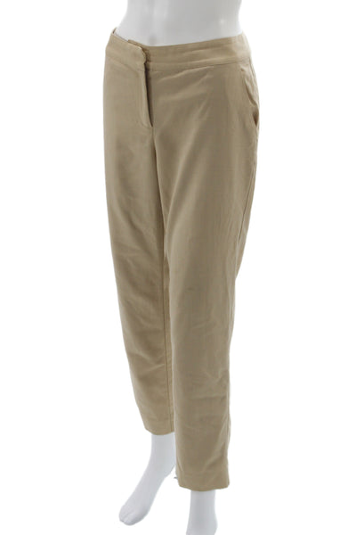 St. John Womens Beige Cotton Blend Dress Pants Zip 27 Inseam Size 2