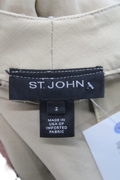 St. John Womens Beige Cotton Blend Dress Pants Zip 27 Inseam Size 2