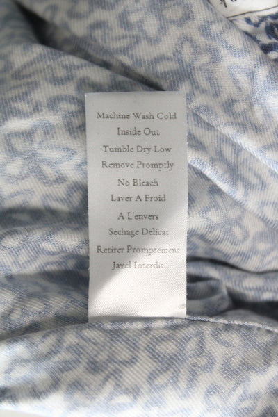 Frank & Eileen Womens Floral Collared Button-Up Modal Blue Long Sleeve Size XL
