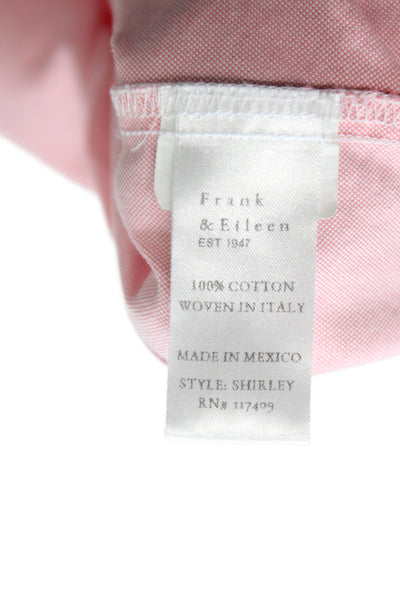 Frank & Eileen Womens Collared Cotton Button-Up Blouse Long Sleeve Pink Size L