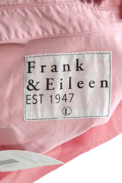Frank & Eileen Womens Collared Cotton Button-Up Blouse Long Sleeve Pink Size L