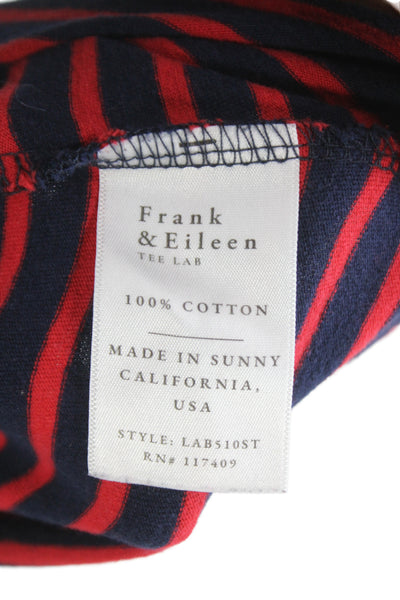 Frank & Eileen Women Striped Blue Collared Longsleeve T-Shirt Size XL
