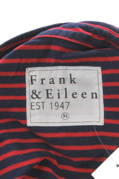 Frank & Eileen Women Striped Blue Collared Longsleeve T-Shirt Size XL