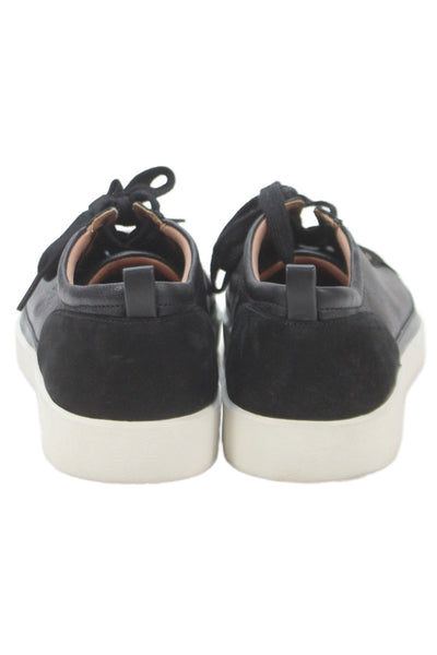 Vionic Womens Lace Up Leather Suede Trim Low Top Sneakers Black Size 9.5