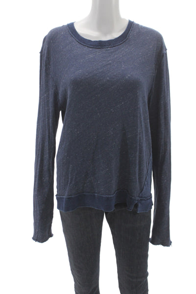Joes Womens Basic Cotton Crew Neck Long Sleeve Blue T-Shirt Size L