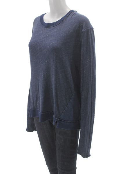 Joes Womens Basic Cotton Crew Neck Long Sleeve Blue T-Shirt Size L