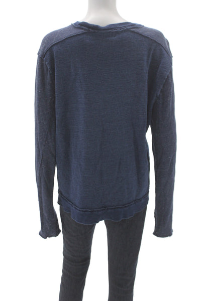 Joes Womens Basic Cotton Crew Neck Long Sleeve Blue T-Shirt Size L