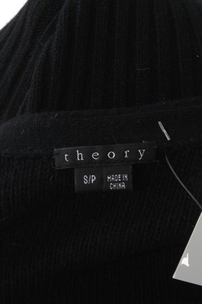 Theory Womens Black Wool Striped V Neck Cardigan 3/4 Sleeve Size S