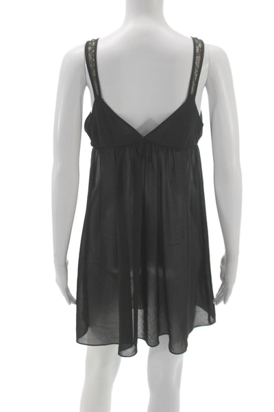 Oscar de la Renta Women Babydoll Gown Black V-Neck Sleeveless Size M