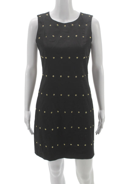 Michael Michael Kors Women Sheath Studded Black Suede Zip Short Dress Size 2