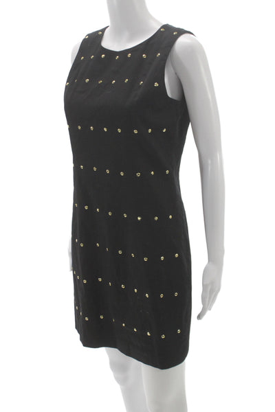 Michael Michael Kors Women Sheath Studded Black Suede Zip Short Dress Size 2