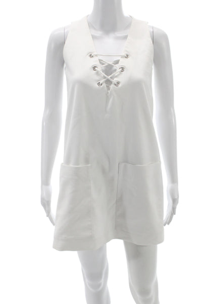 Zara Women Shift Dress White VNeck Sleeveless Short Size XS