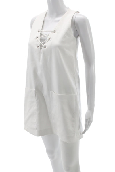 Zara Women Shift Dress White VNeck Sleeveless Short Size XS