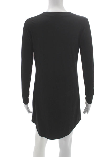 David Lerner Women Gothic Mini Black V-Neck Lace Up Long Sleeve Dress Size S