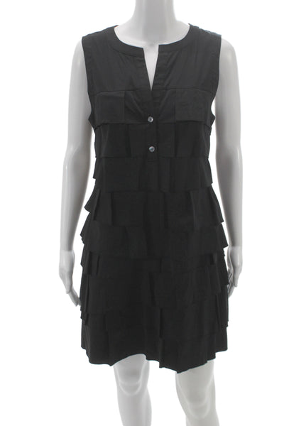 BCBGMAXAZRIA Womens Shift Dress Black V-Neck Sleeveless Cotton Short Size 6