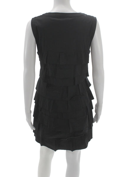 BCBGMAXAZRIA Womens Shift Dress Black V-Neck Sleeveless Cotton Short Size 6