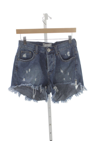 One X One Teaspoon Womens Cut-Off Blue Cotton Shorts Size 27