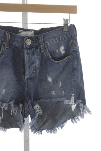 One X One Teaspoon Womens Cut-Off Blue Cotton Shorts Size 27
