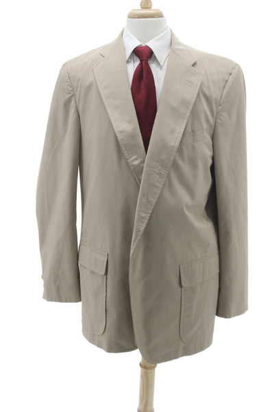 Brooks Brothers Mens Beige Cotton Blend Blazer Button Closure Size 44