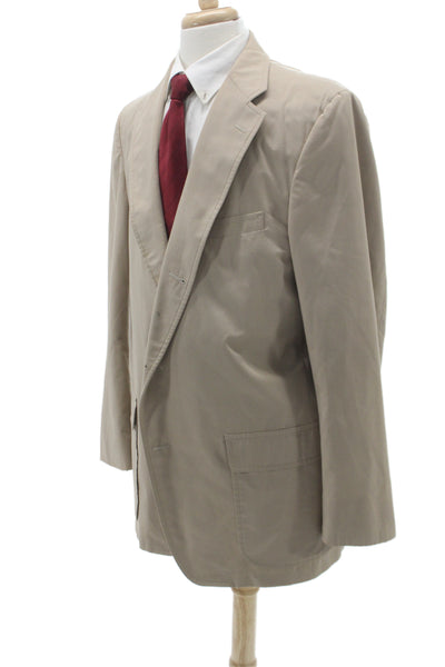 Brooks Brothers Mens Beige Cotton Blend Blazer Button Closure Size 44